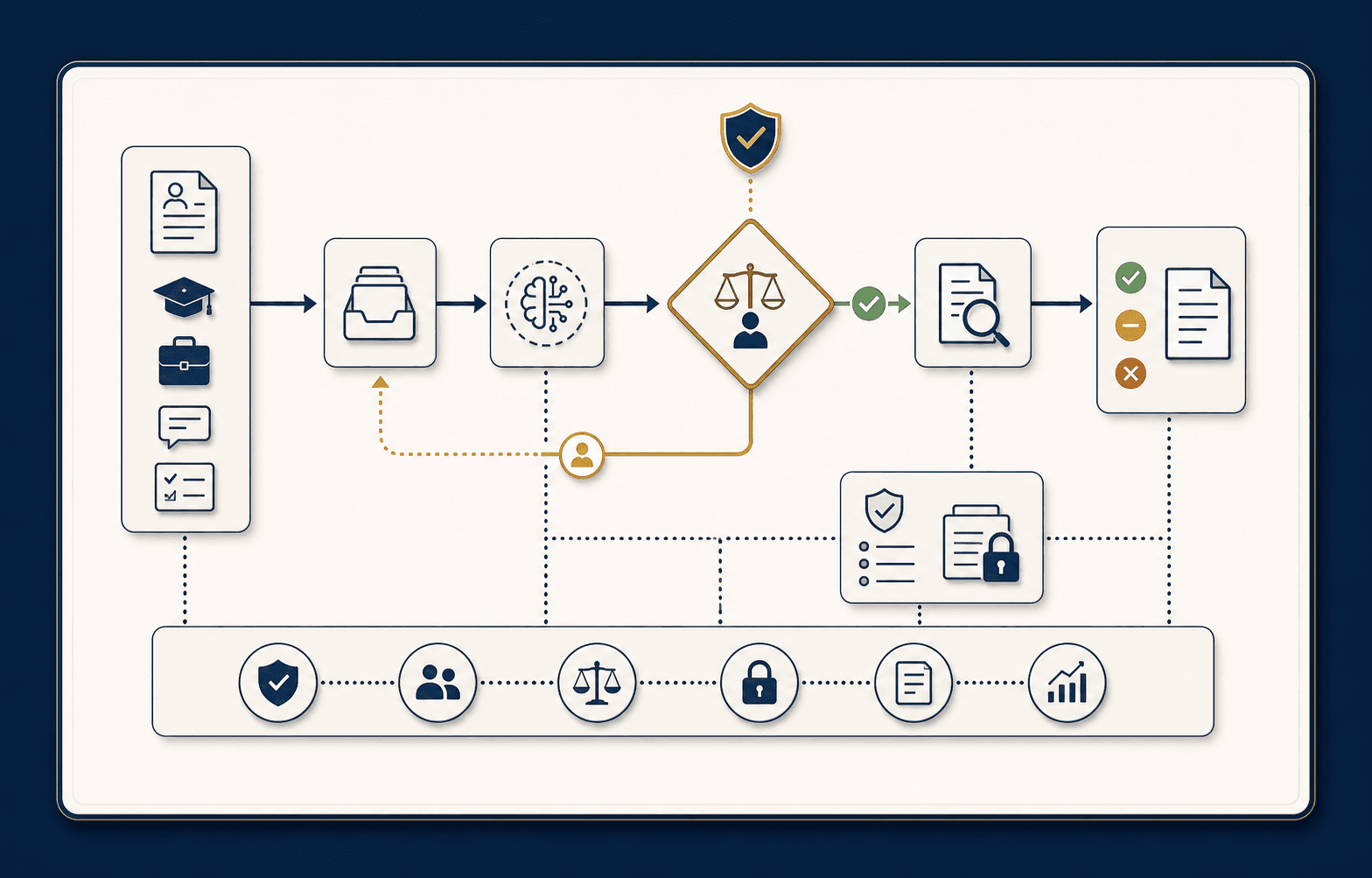 Governance flow with human oversight for an AI hiring decision
